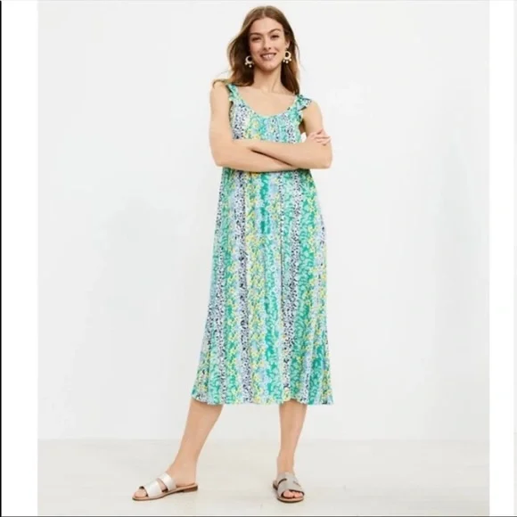 LOFT Dresses Loft Floral Ruffle Strap Midi Dress Size S Poshmark